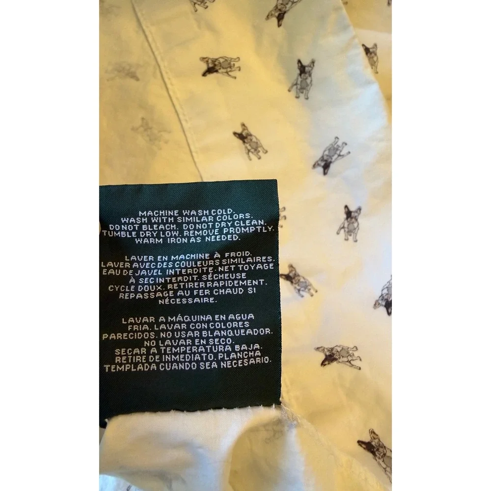 Lauren Ralph Lauren French Bulldog Print 100% Cotton Pillowcase Set White 2pc
